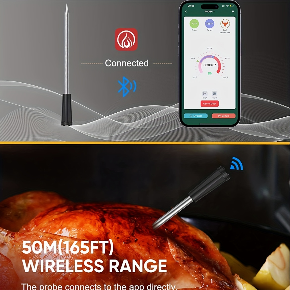 Thermometer Wireless Meat Thermometer 5 Mins Quick Charge - Temu