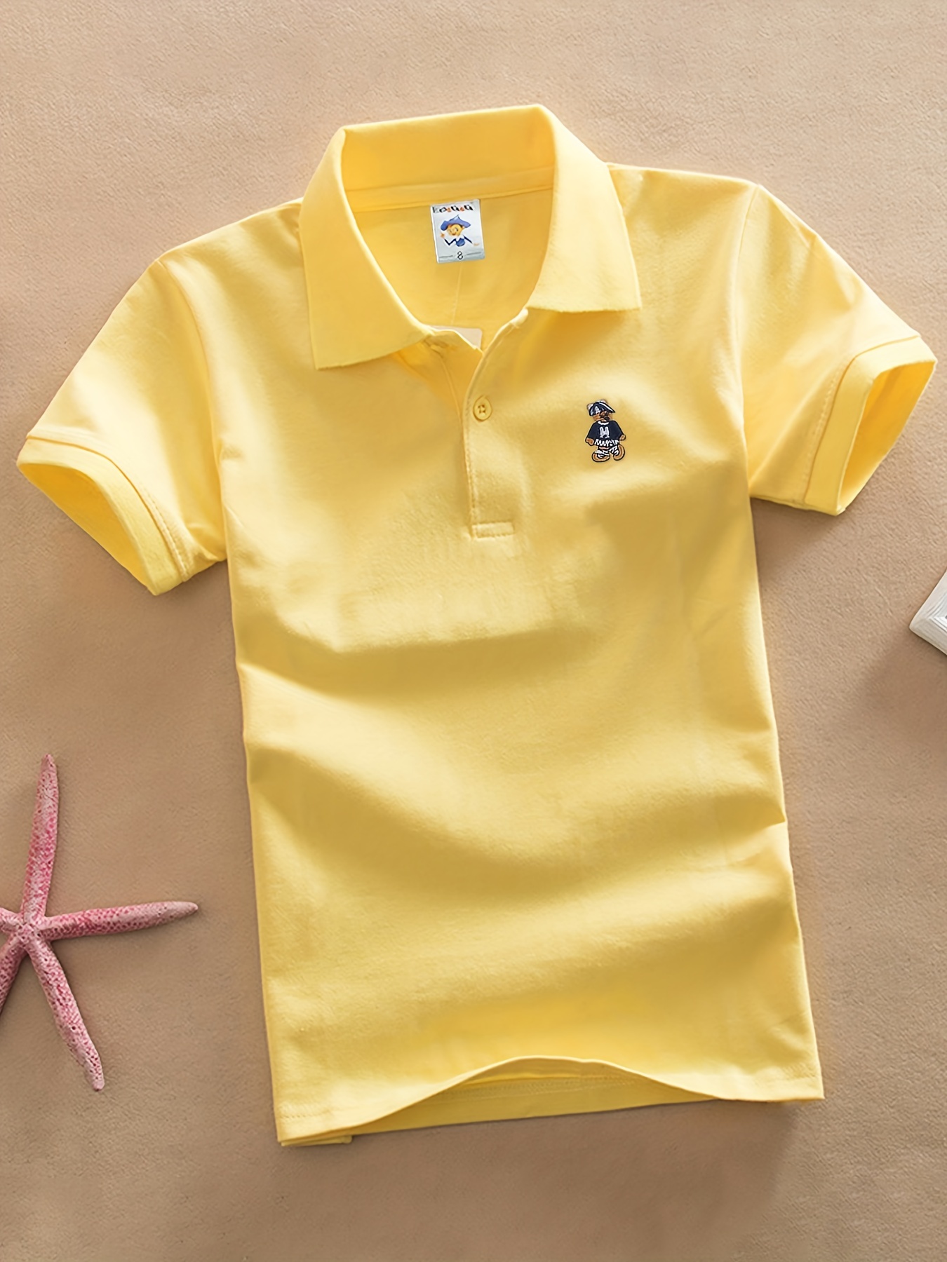 yellow Cotton Short Sleeve T-Shirt for Men