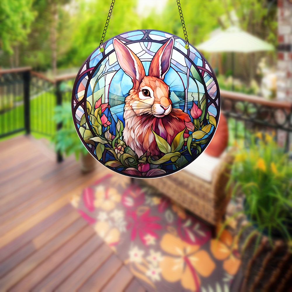 

1pc Easter Bunny Pattern Suncatcher, Diy Wall And Garden Decor, Patio And Home Decor Wall Hanging, Beach Party Decor.