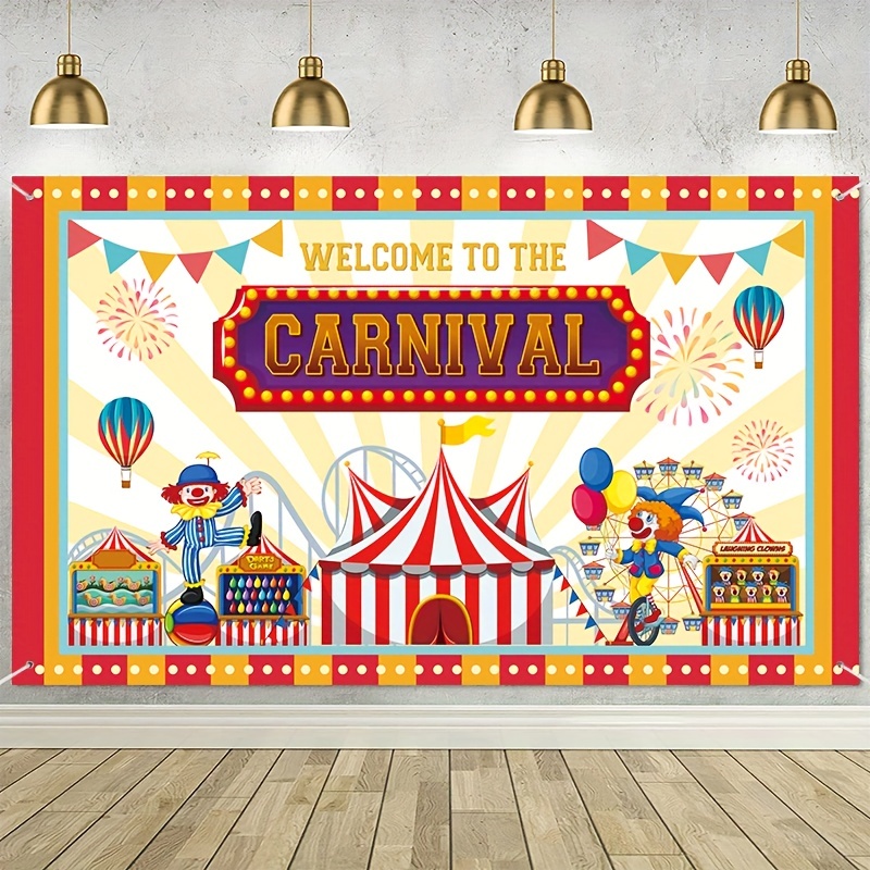 1pc, Fondo De Carnaval Decoración De Circo Bienvenido Al Fondo De Banderas  De Carnaval, Suministros De Decoración De Tema De Carnaval