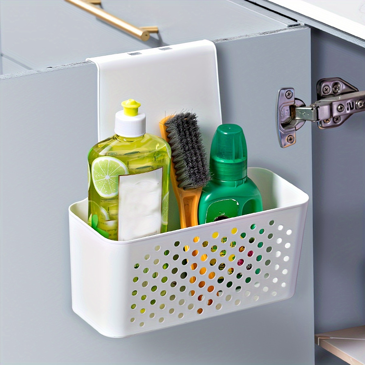 1pc Hanging Kitchen Bathroom Storage Basket With Hook, Small Plastic  Organizer Basket For Household Items