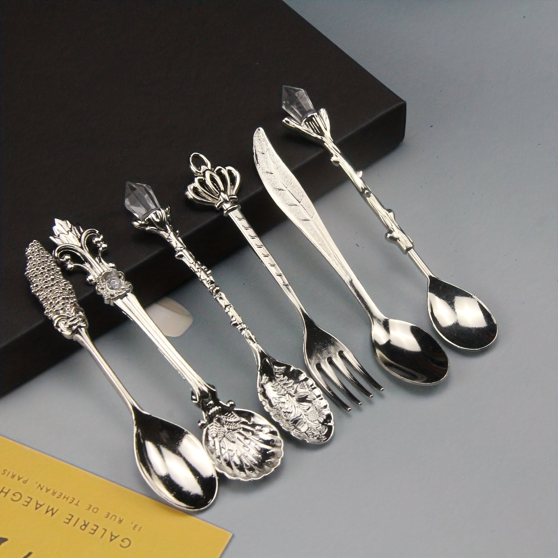 Spoon Coffee Spoon Set Vintage Table Spoon Antique Tea Spoons Coffee Royal  Style Metal Carved k Tablespoons 6 Pcs/Set 20% 