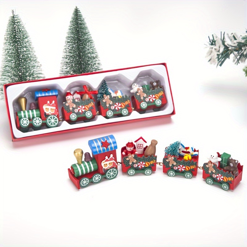 Christmas Colorful Small Train, Christmas Wooden Cookie Man Small ...
