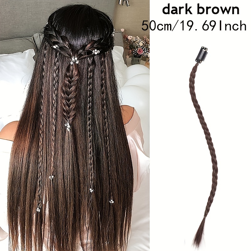 Braid Hair Extensions 6 Pcs Baby Braids Front Side Bang Long Braided  Ponytail Extension 18inch Clip in Hair Extensions Straight Synthetic  Hairpieces