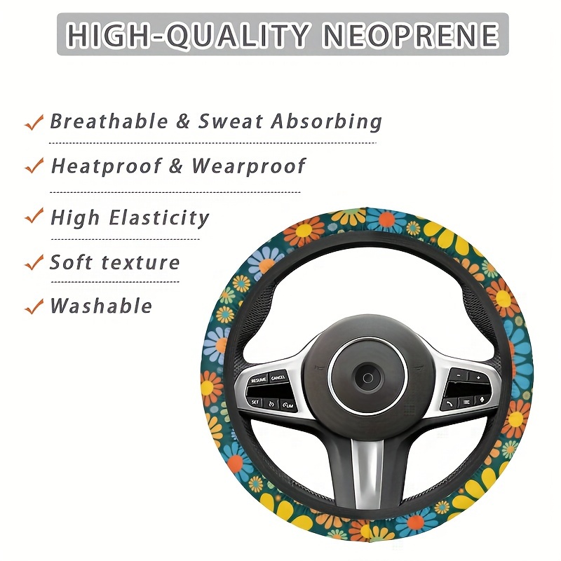 Hippie Flower Steering Wheel Cover Car Accessories Cute Girl - Temu