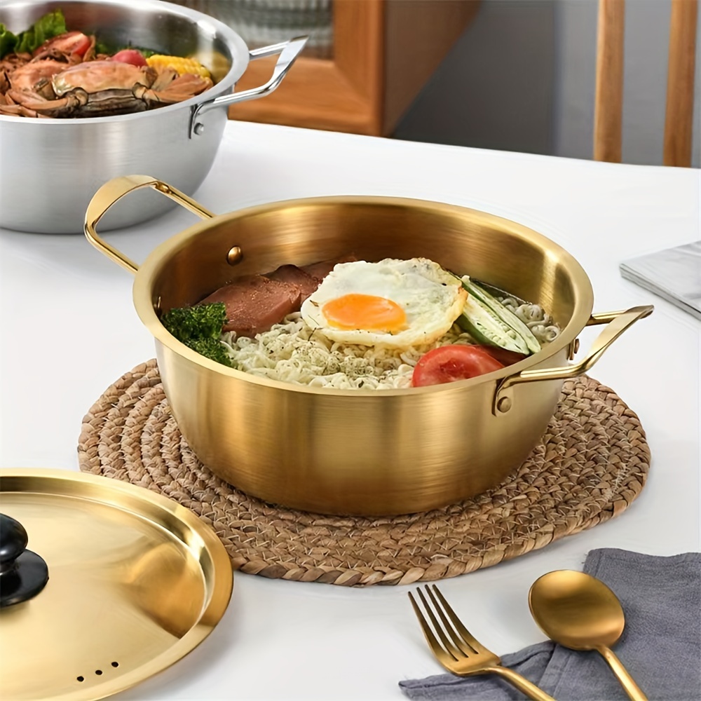 Stainless Steel Korean Ramen Pot With Lid Instant Noodle - Temu