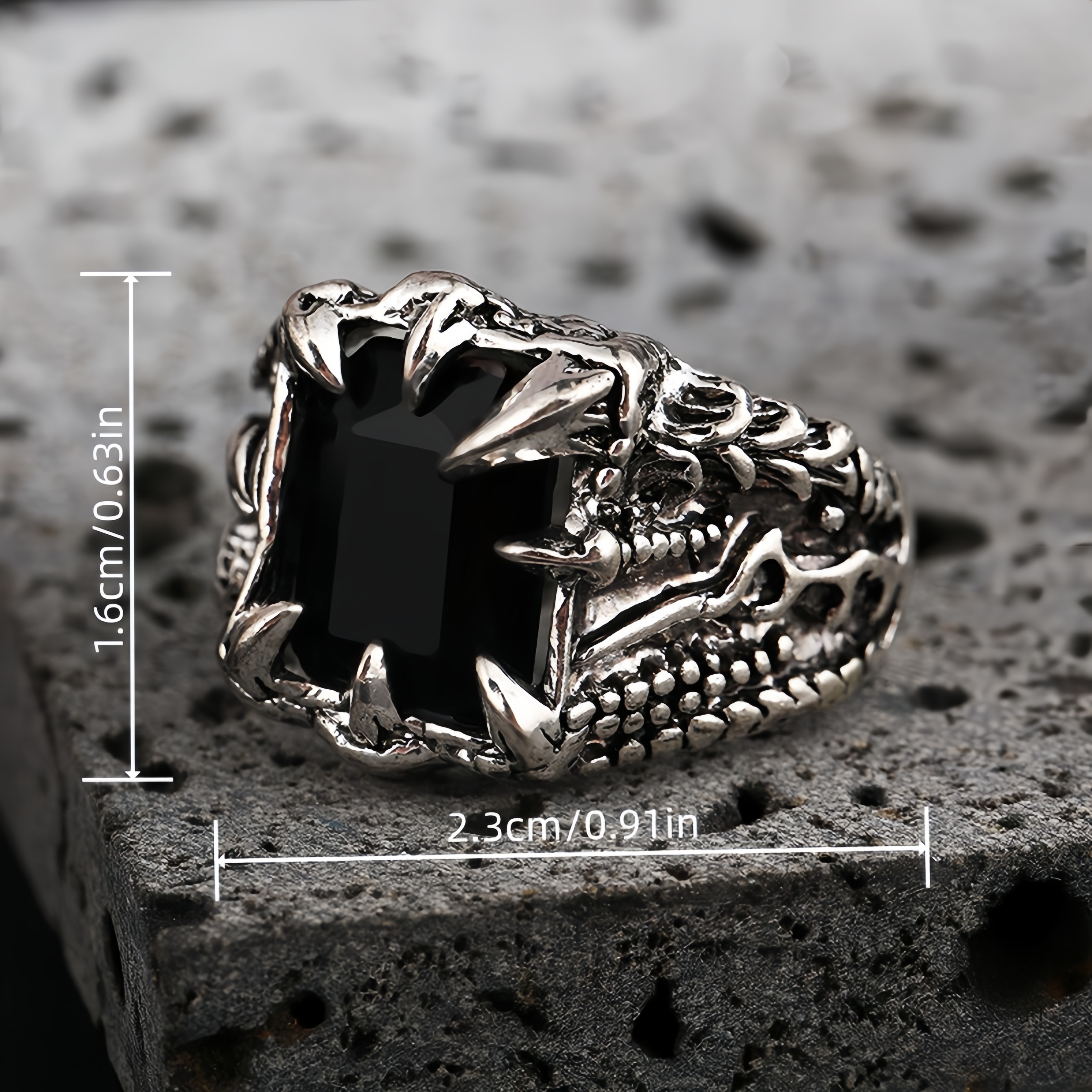 Dragon Claw Synthetic Gemstone Ring Men's Versatile Jewelry - Temu Canada