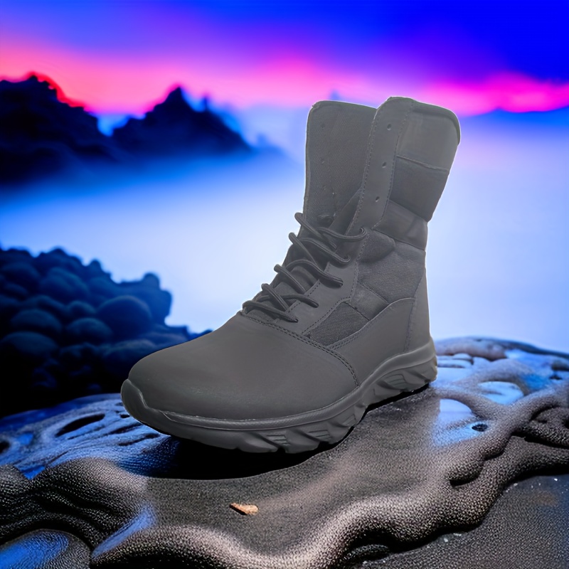 Mens Solid High Top Tactical Work Boots Non Slip Comfy Durable Boots For Outdoor  Hiking Activities - Sports & Outdoors - Temu
