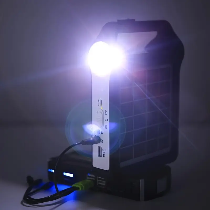 portable rechargeable solar panel power storage generator system usb charger with lamp home solar energy system kit for outdoor sports & outdoors details 17