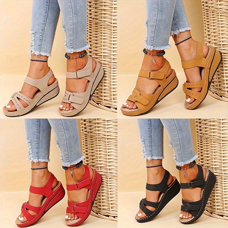 solid color wedge sandals women s casual open toe summer details 0