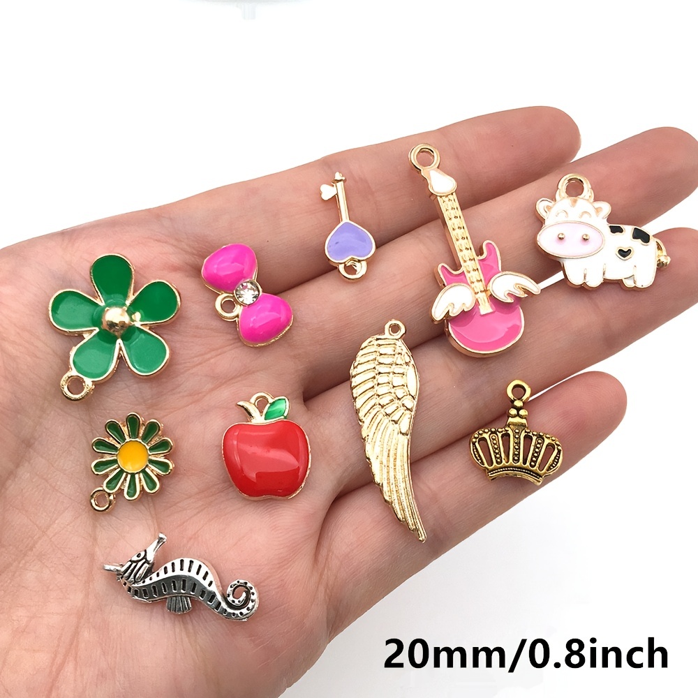 50pcs Enamel Charms for Jewelry Making Supplies Earring Bracelet Pendant  Bangle Necklace Designer Keychain Bulk Lots Wholesale(Black) 