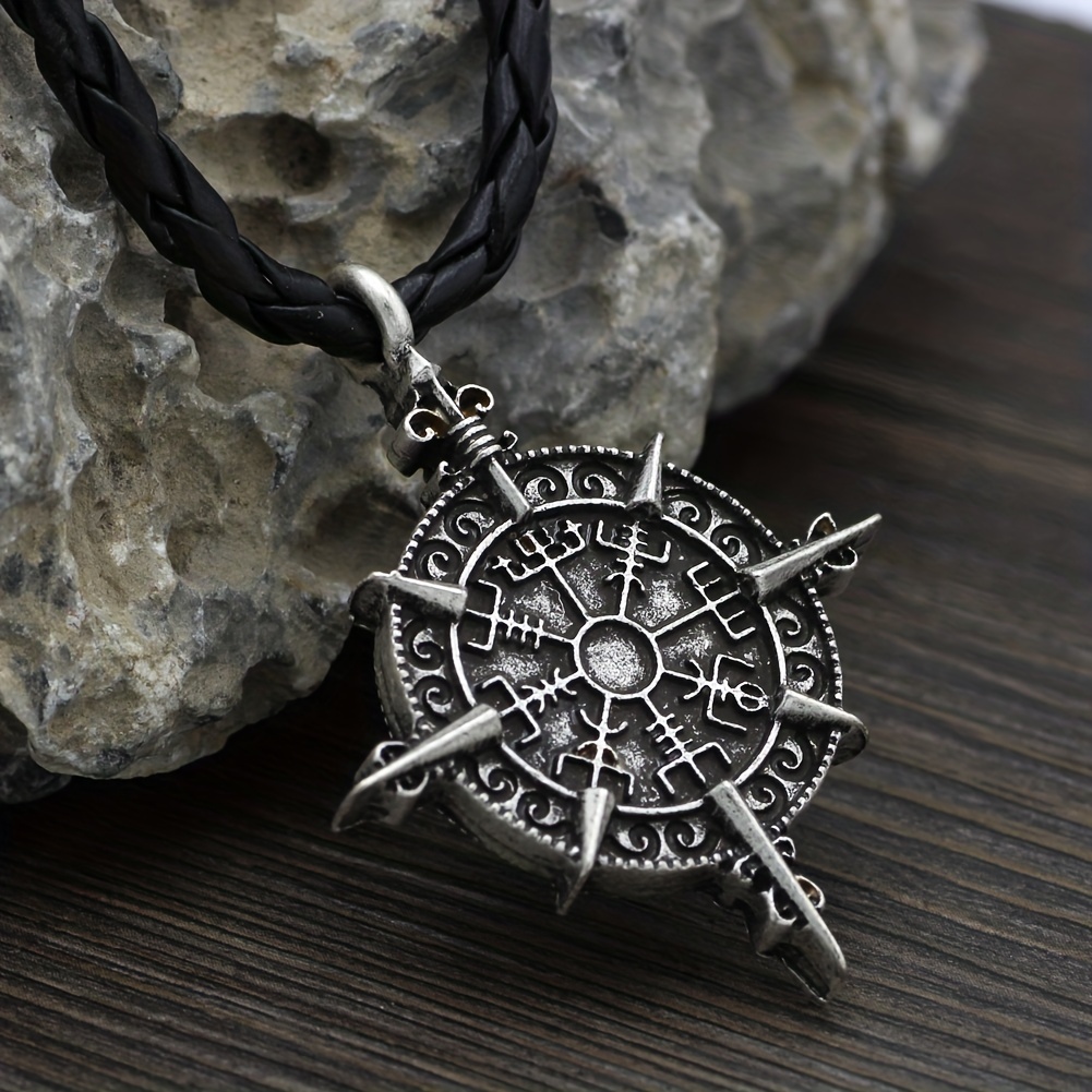 Viking Compass Pendant Necklace for Men