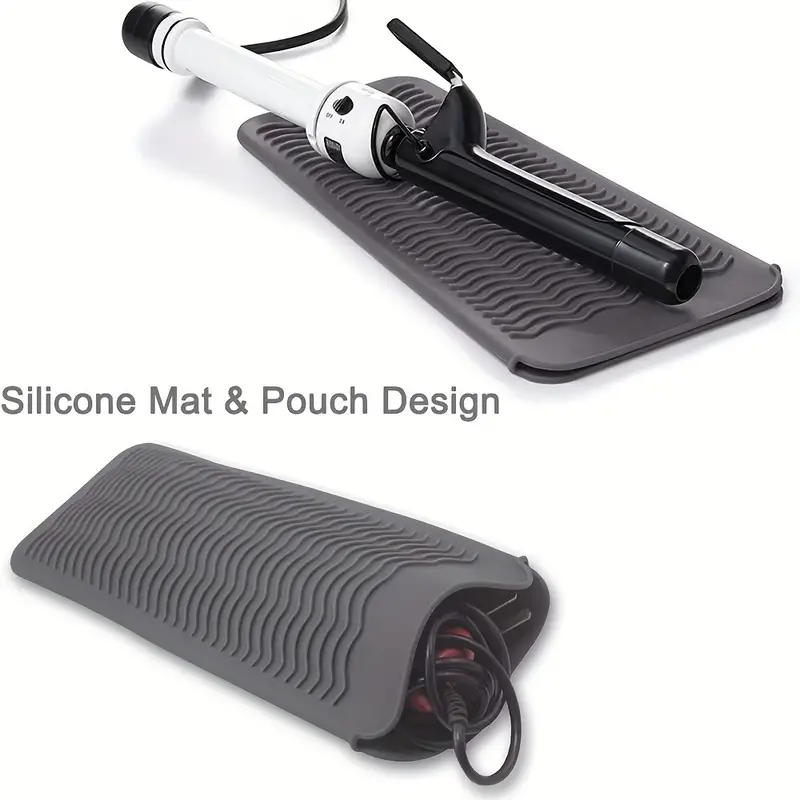 1pc Portable Hair Curler & Straightener, With Silicone Mat And