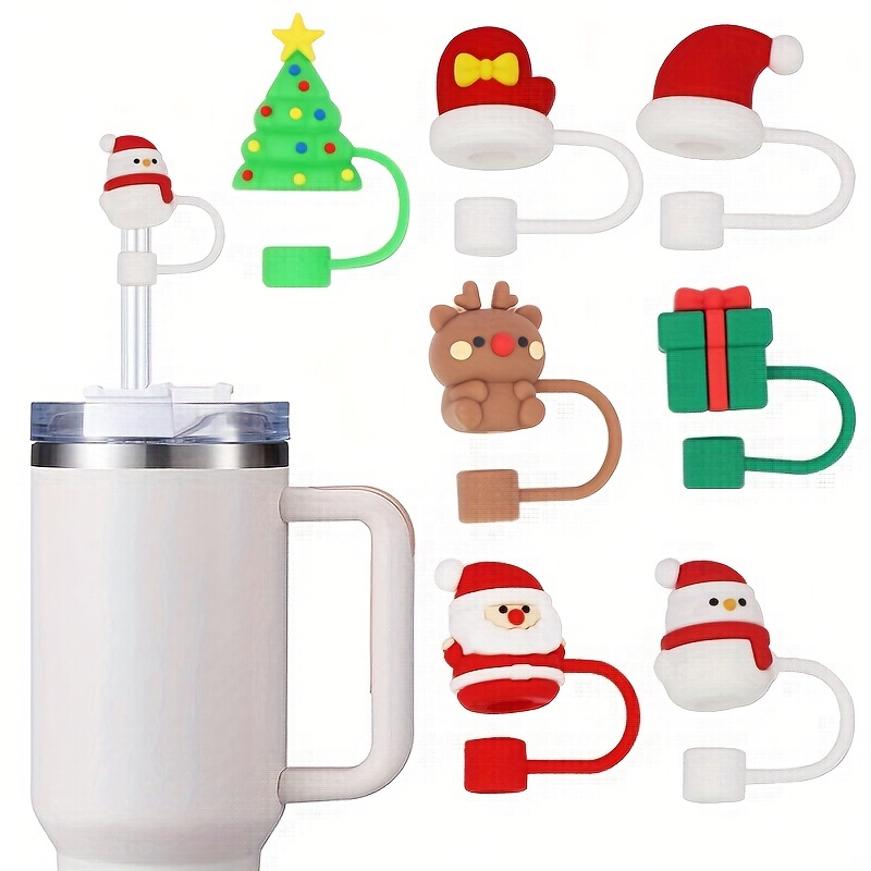 Christmas Cup Straw Cover Silicone Straw Cover 10mm Straw Cover Cute  Cartoon