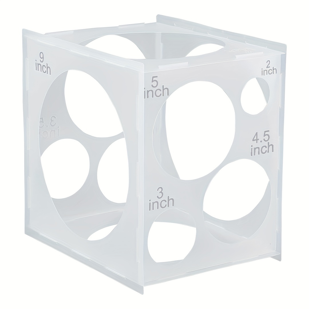 11 hoyos grande plegable blanco de plástico Medidor de globos Caja , 2-10  pulgada Medidor de globos cubo , globo tamaño medición Herramienta para  globo decoraciones , globo arcos para boda fiesta