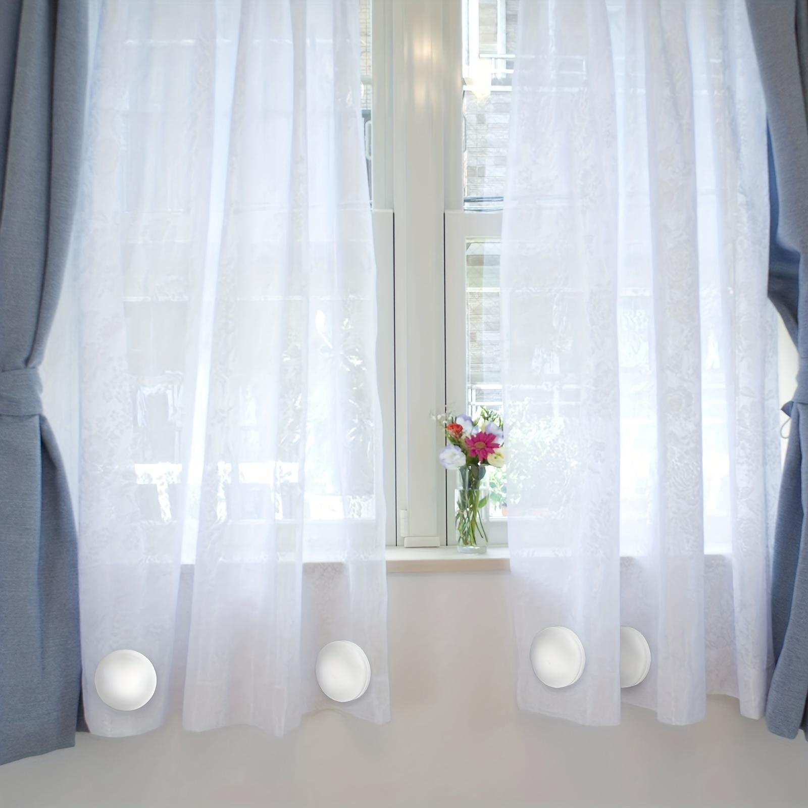 Rideau de douche avec revêtement en Silicone, 3 pièces, aimants puissants,  sans bruit, empêche le soufflage du rideau de douche Blanc