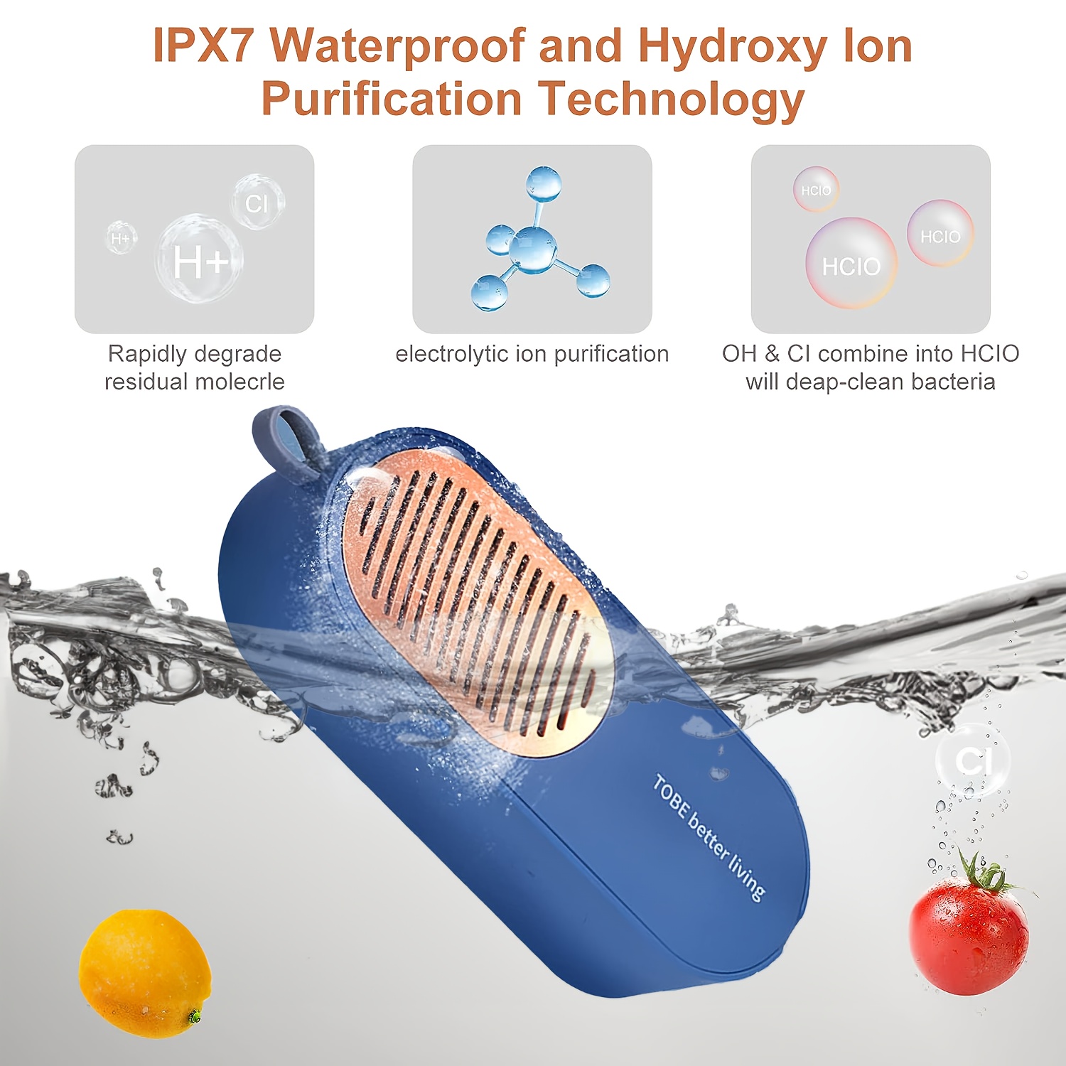 Fruit And Vegetable Cleaner, Fruit Purifier Device, Easy Use Deeply Cleans  Tools, Water-proof Fruit Cleaning Device With Oh-ion Purification  Technology, Ultra Battery Power, Produce Cleaner, Fruit And Vegetable  Washing Machine, Kitchen Tools 