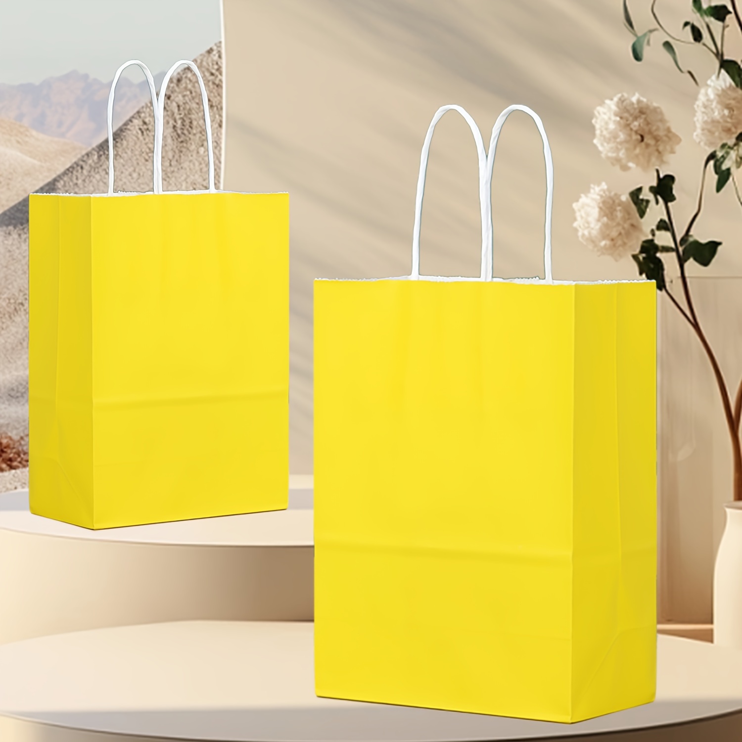 Lively Cute Lemon Yellow Gift Bags Paper Handbags - Temu Canada