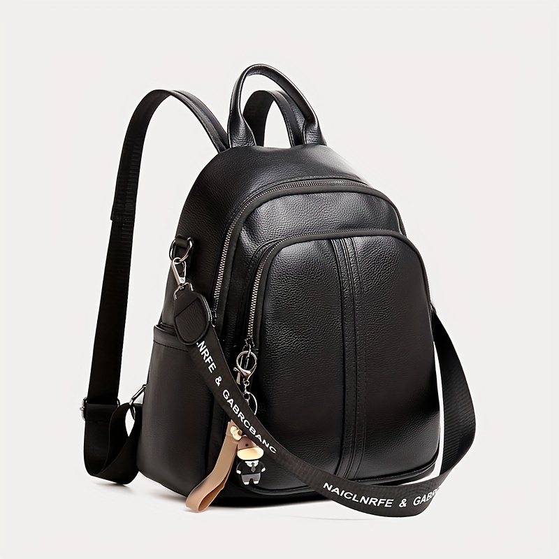 Black Backpack Soft Leather Women Backpack Going Mommy Bag - Temu Australia