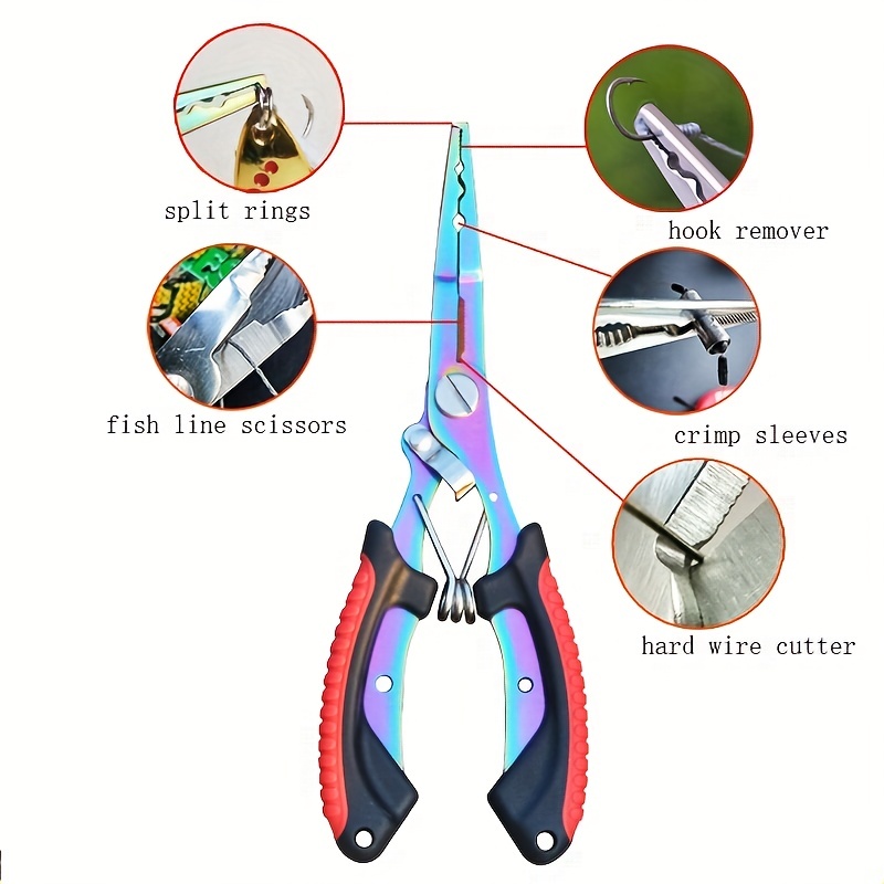 1pc Red Multi-function Stainless Steel Fishing Pliers And Gripper