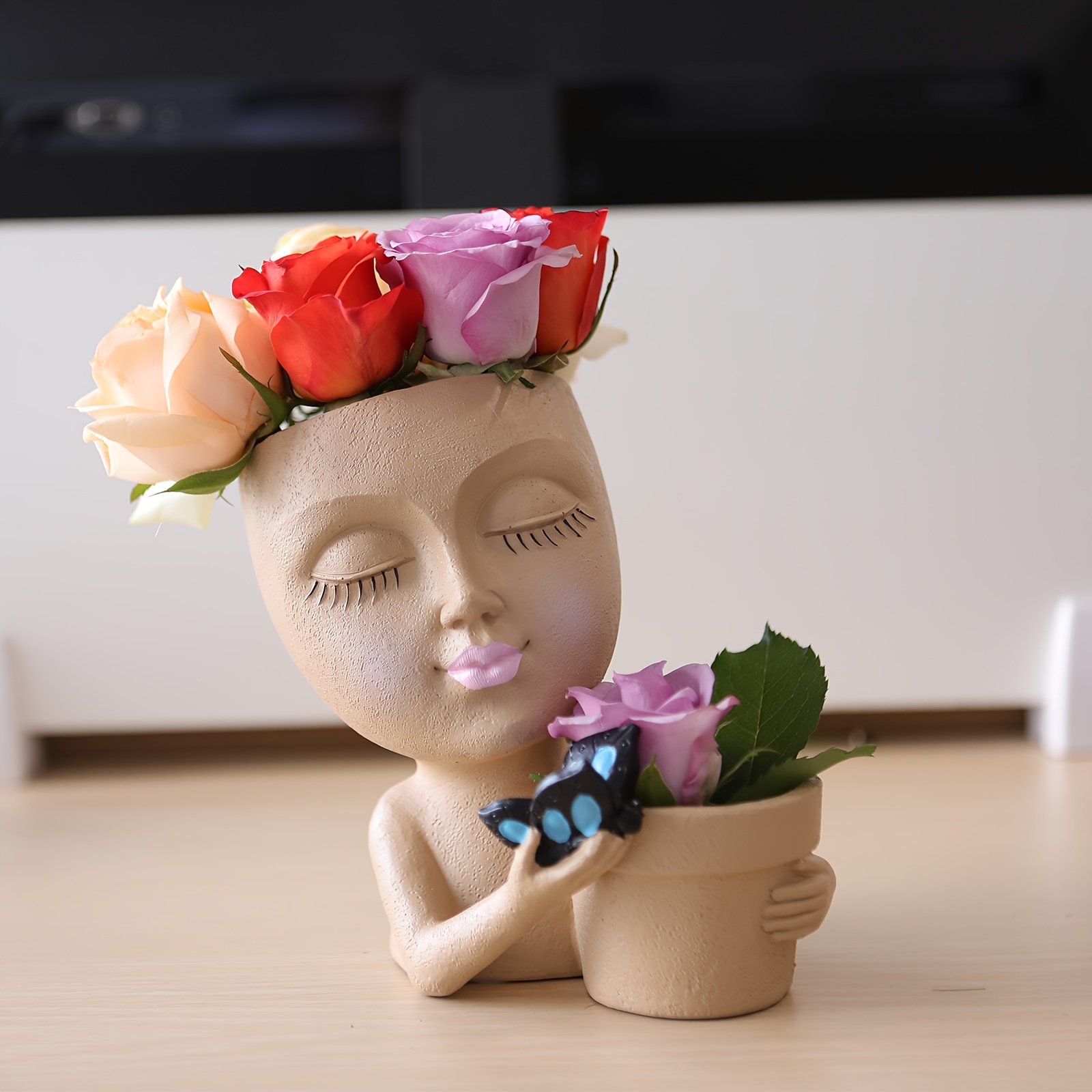 Pot de fleurs en forme de visage de fille - Pot de fleurs mignon