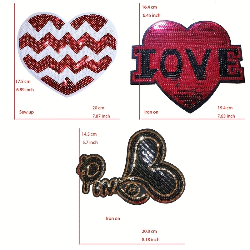 10 Pieces Heart Shape Iron on Patches Rhinestone Bling Heart Patches  Rhinestone Adhesive Applique Hearts Glitter Crystal Patches for Clothing  Jeans Shoes Bags Hats Repair Decoration