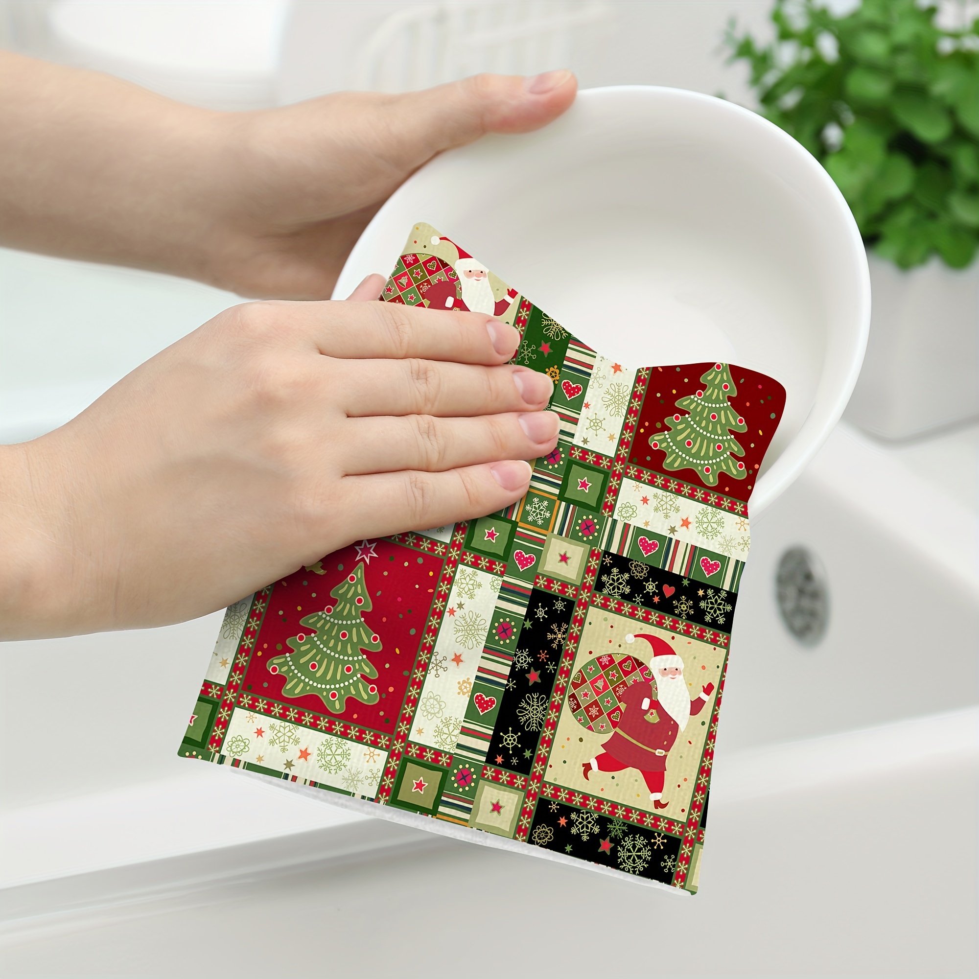 Decorative Dish Towels, Christmas Decor Plaid Kitchen Dish Towel Set, Soft  Absorbent Decorative Hand Towels, Scouring Pad, Farmhouse Tea Towels  Bathroom Home Decorations, Christmas Decor - Temu