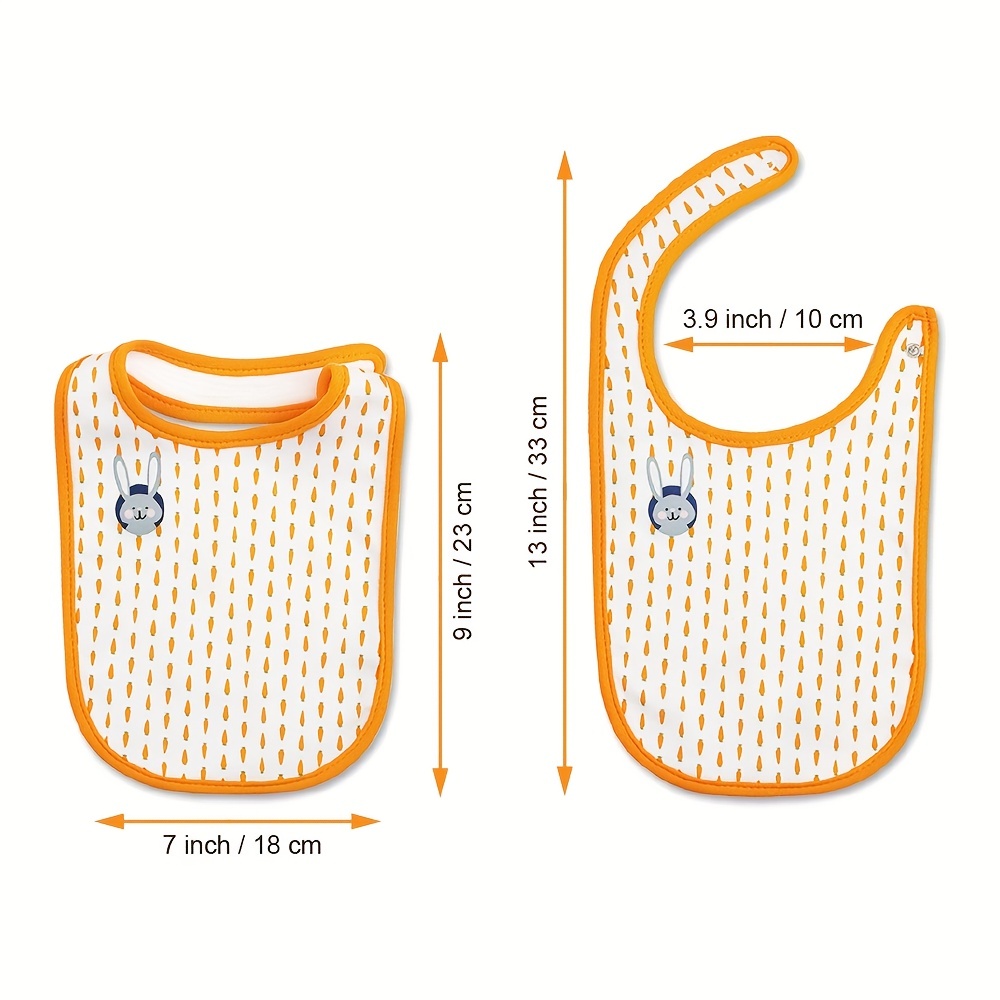 3pcs Cotton Unisex Baby Drool Bibs - I Love Carrot Rabbit Pattern Bibs For Newborn Baby Infant