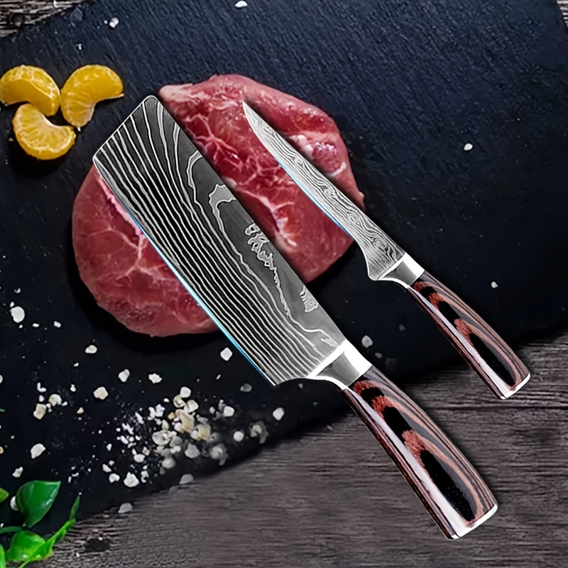 Kitchen Knife Set Fruit Paring Knife Chef Knife Meat Cleaver - Temu