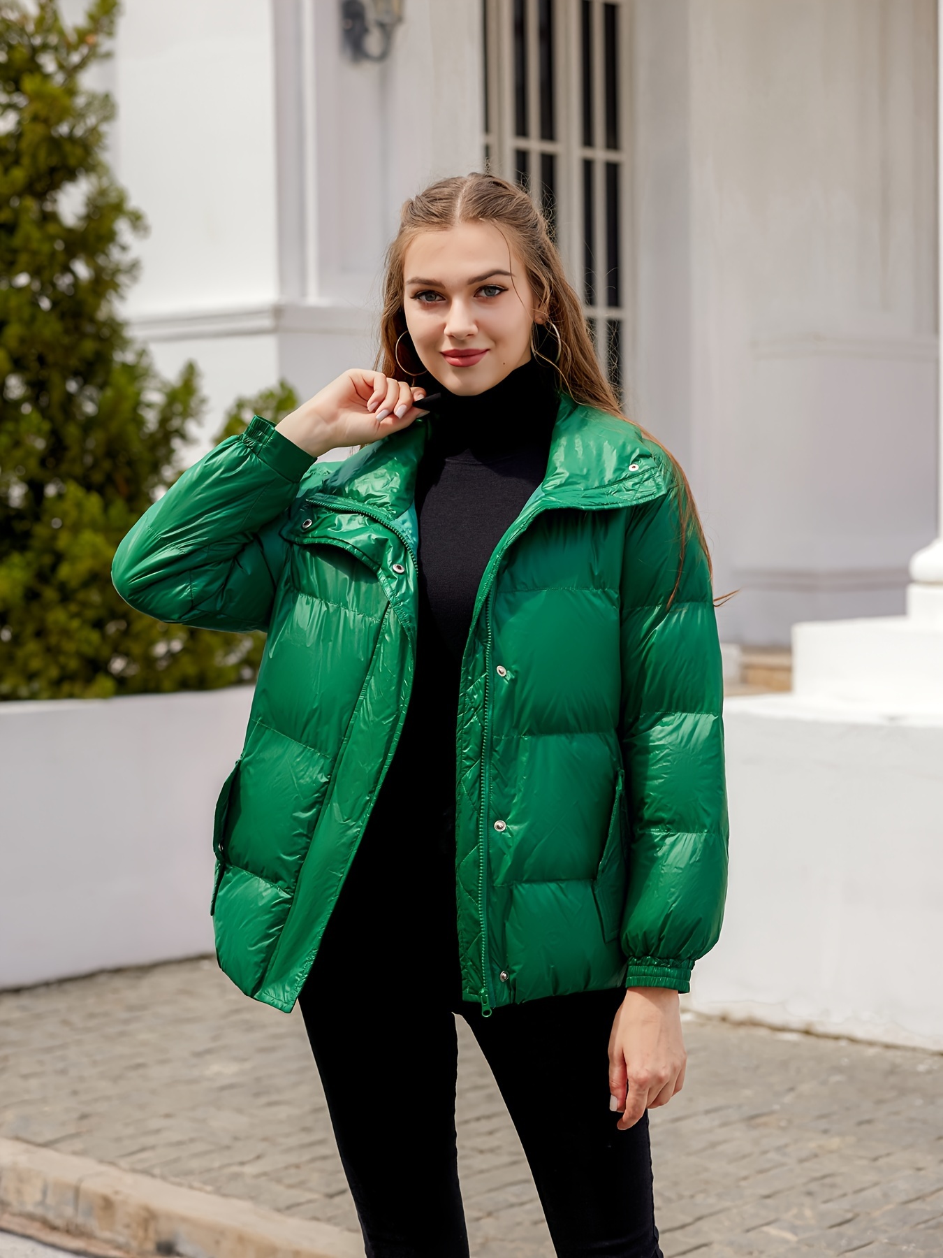 Emerald green padded on sale jacket