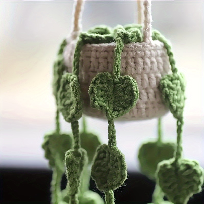 Plant Crochet Car Hanging Accessory 1PC Green Plant Car