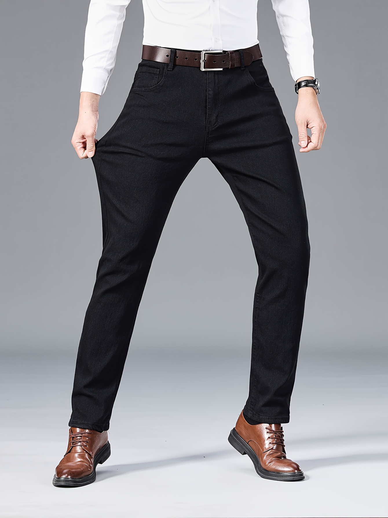 Ankle-Length Suit Pants for Men Stretch Slim Fit Skinny Business