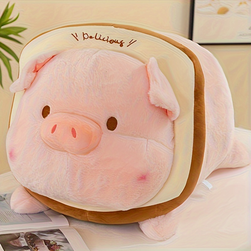 Pig Plush Doll Cartoon Pig Doll Holding Bubble Tea Cute Piggy Stuffed Toy  Cushion Ornament for Car Home Sofa 23cm 