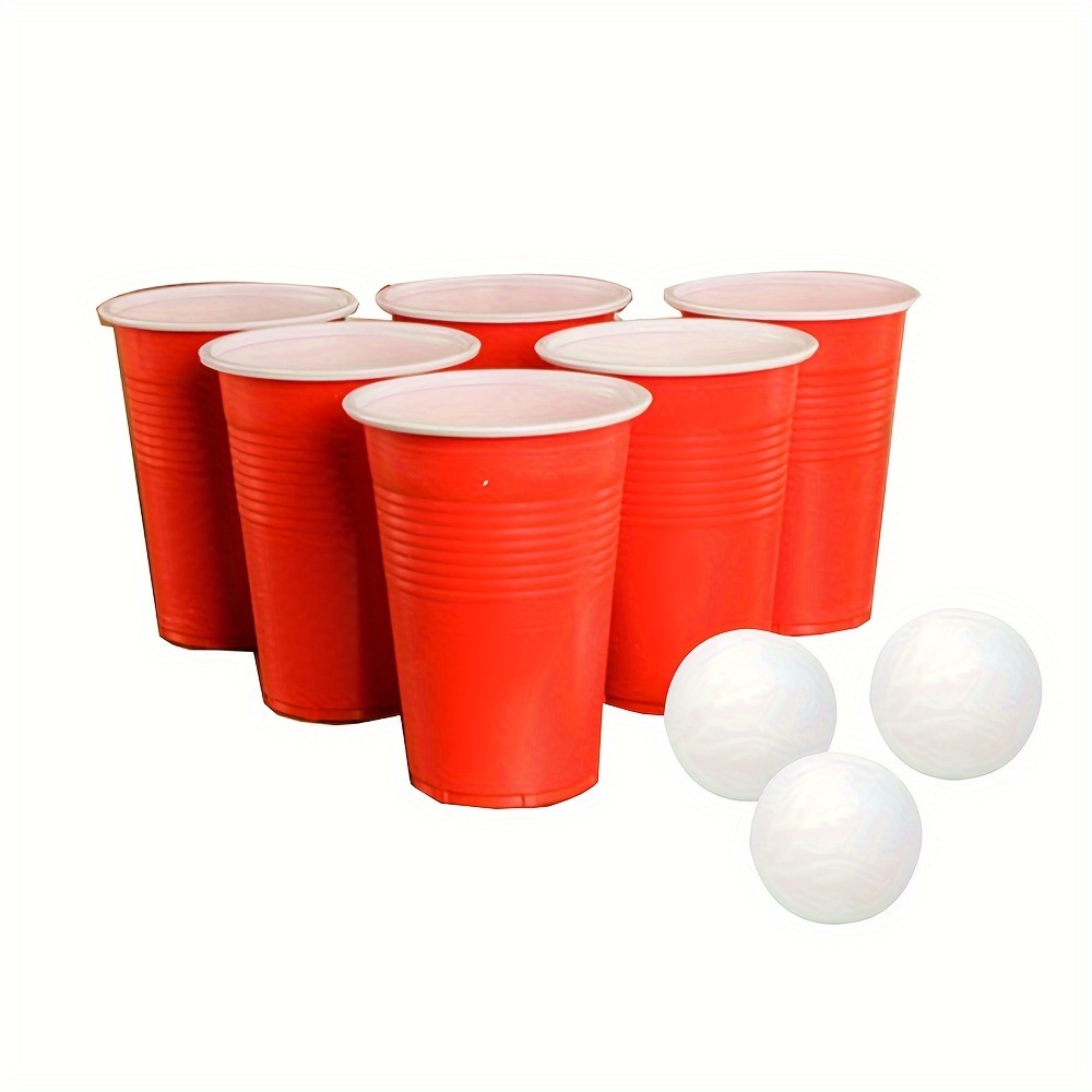 Red Cups And White Balls Party Cup Set Beer Ping Pong Cups - Temu