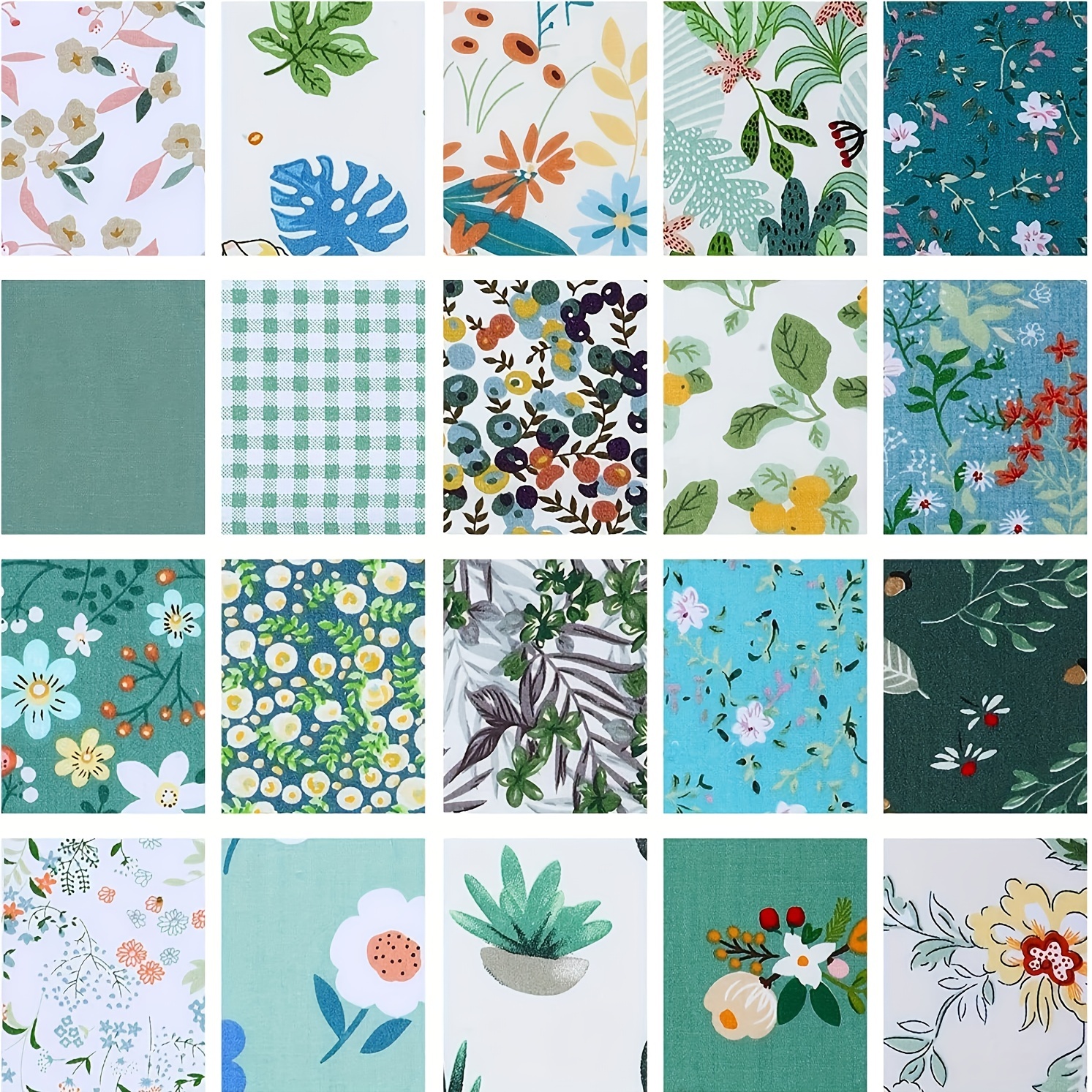21 Pcs 10 x 10 Quilting Fabric Patchwork Squares Sheets Cotton Floral  Printed Precut Fabric Sheets Cloths for DIY Sewing Scrapbooking Quilting