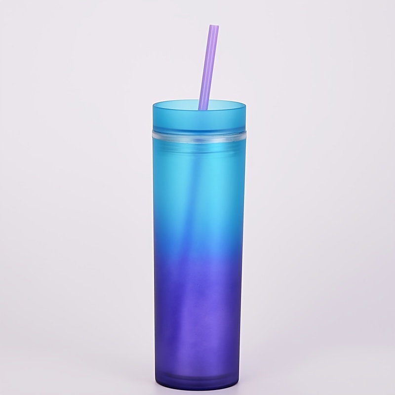 500Ml 16 Oz Skinny Tumblers with Lid and Straw Matte Acrylic