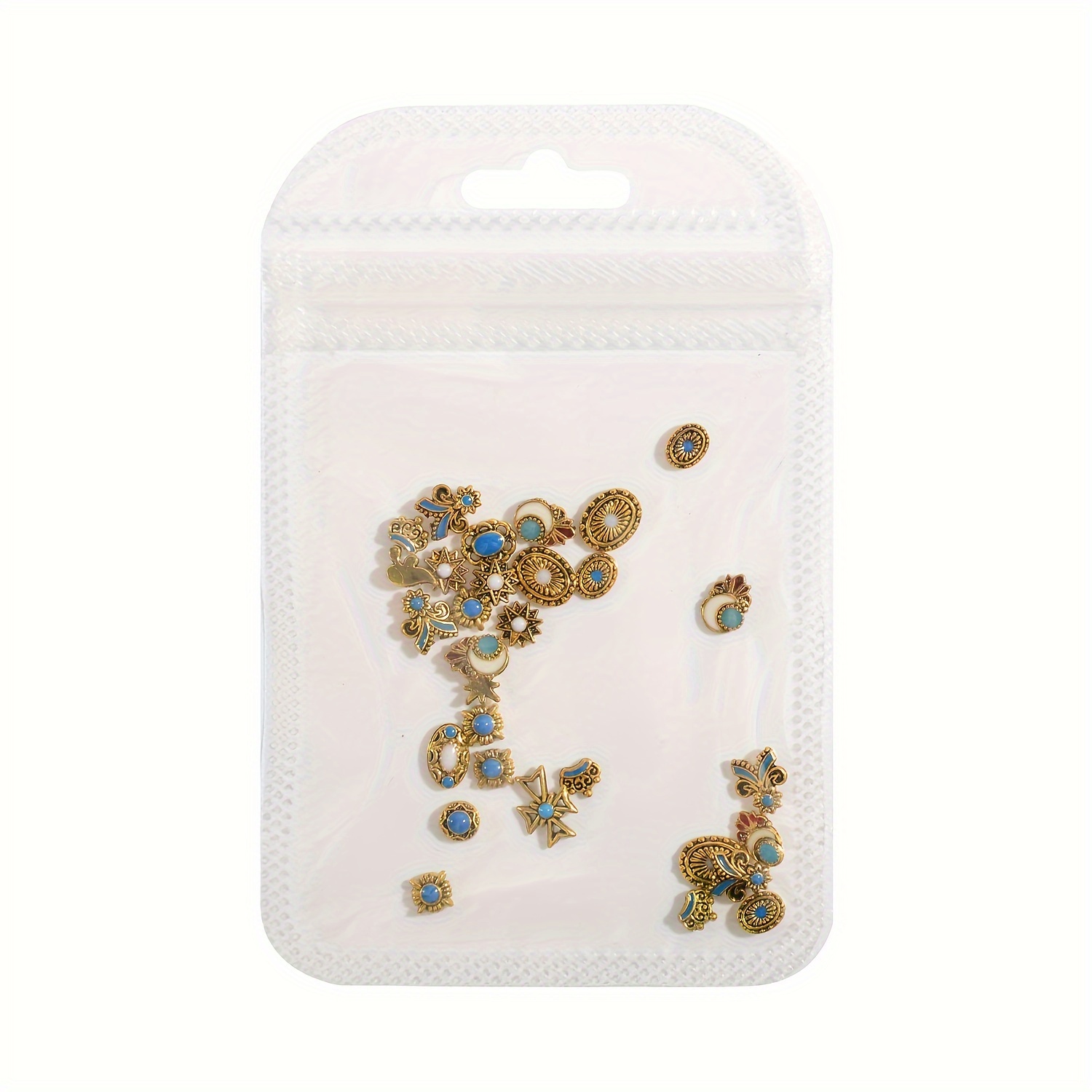 Image of 30pcs Retro Style Nail Charms Decoration,mixed Pattern Oil Marble Nail Art Gem Nail Jewelry Acrylic Nail Accessories Women Diy Decoration Supplies
