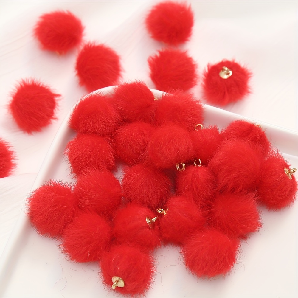 

10pcs/pack Autumn And Winter Imitation Mink Fur Ball Pendant 15mm Long Hair Beads Pompom Pendants For Diy Necklace Earrings Clothes Decorations Accessories