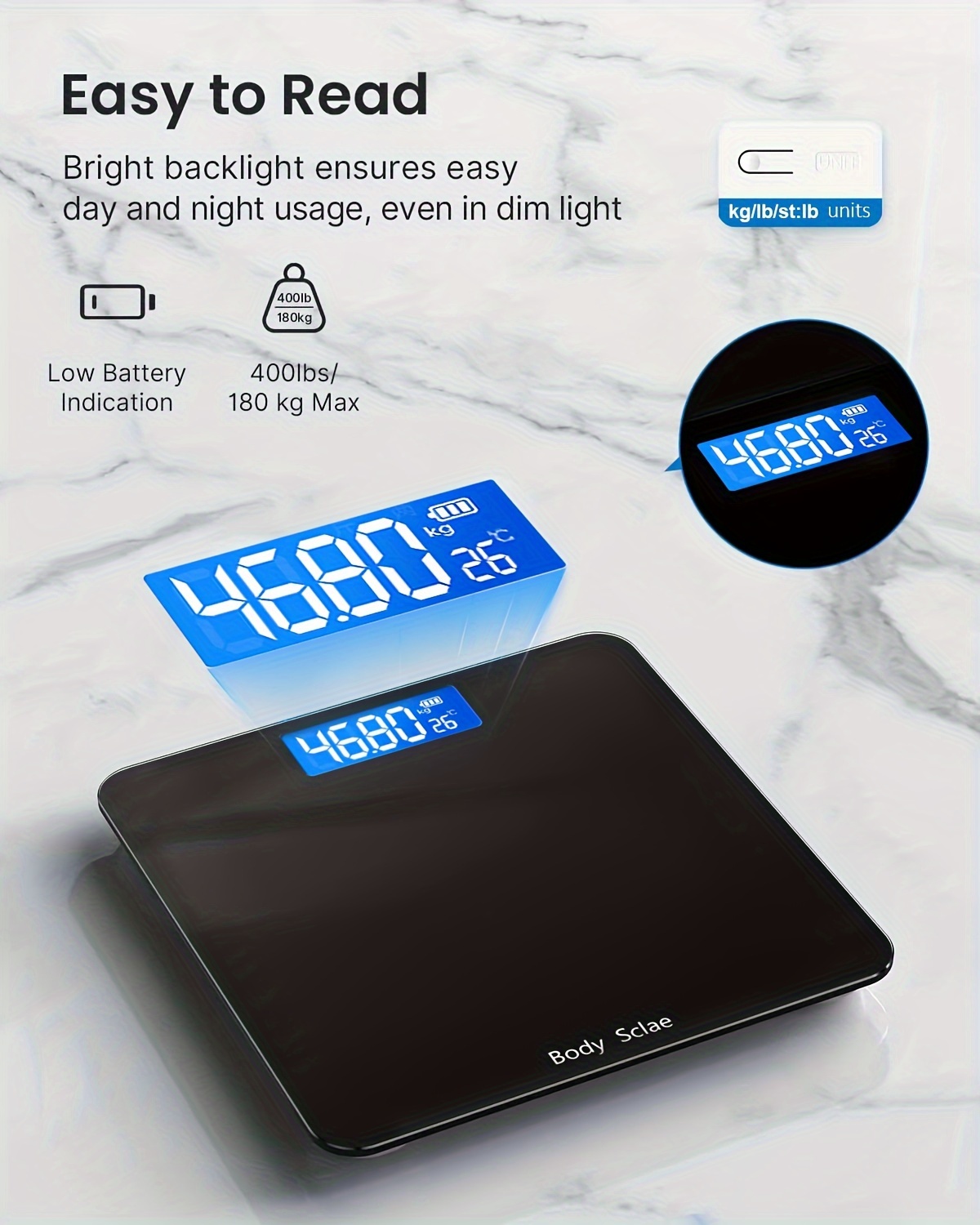  Báscula digital de baño para peso corporal precisa