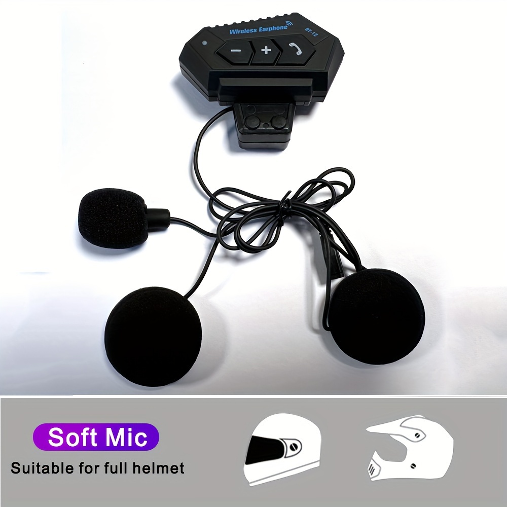 Auriculares BT-12 para casco de motocicleta, cascos inalámbricos con  Bluetooth, antiinterferencias, altavoz, manos libres, impermeables