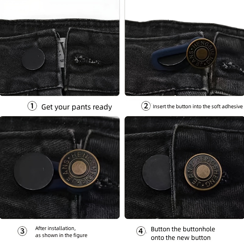 Lurrose 4 Pièces Bouton De Taille Boutons De Pantalon Boutons Noirs  Extenseur De Taille De Jeans Bouton De Jean Ajustable Boutons De Jeans Fins  Outil