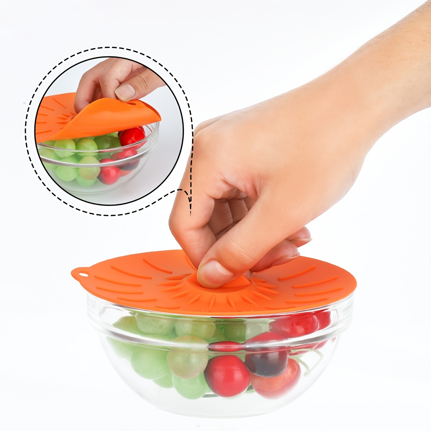 5pcs Silicone Lids Heat Resistant Food Suction Lids