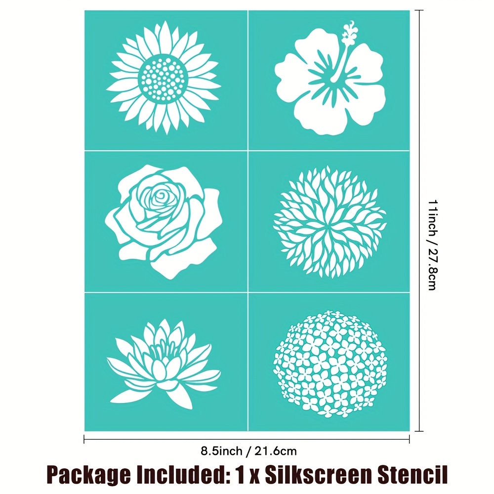 Silk Screen Stencils Flowers, Diy Reusable Self-adhesive Flowers Pattern  Mesh Stencils For T-shirt, Pillow Case, Tote Bag Christmas Halloween Decor