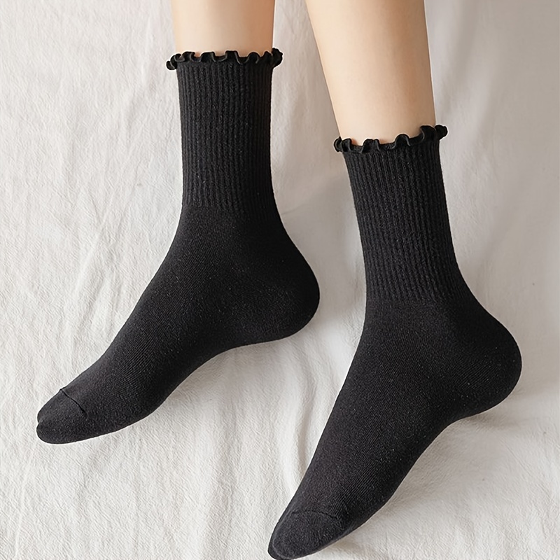 Black Black Short Ruffle Socks