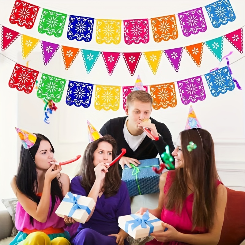

1 Pack/8pcs Mexican Carnival Flags, Each Piece Is 14.8cm, The Total Length Of Each Pack Is 2.5 Meters, Made Of Felt Material