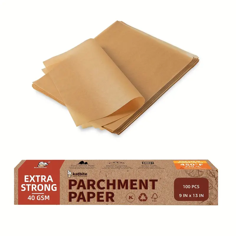 50/100/200pcs 9x13 Inch Heavy Duty Parchment Paper Sheets, Precut Parchment  Paper For Quarter Sheet Pans Liners, Baking , Bread, Meat, Pizza, Toaster  Oven (white，brown) - Home & Kitchen - Temu