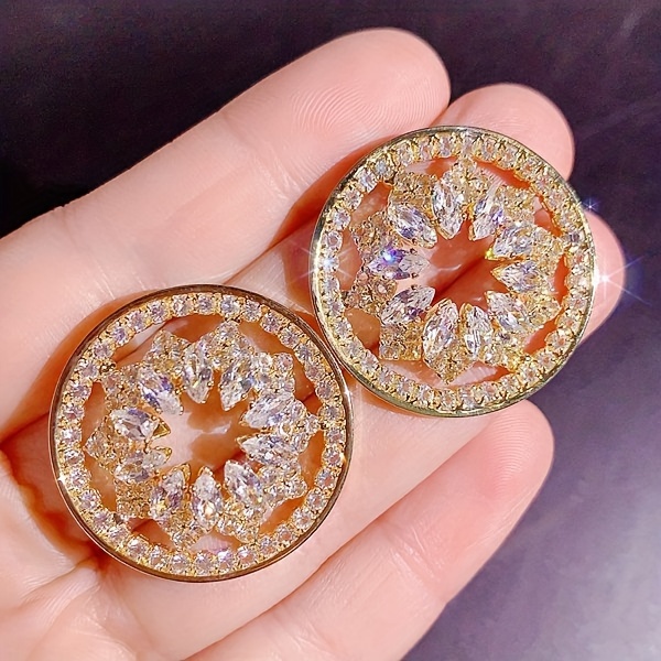 10 pairs lot shiny zircon decor dangle earrings simple luxury style zinc alloy jewelry gift for friends details 21