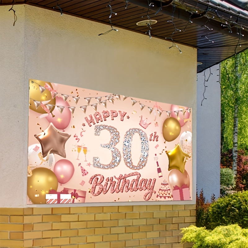  Cartel de fondo de decoración de cumpleaños número 18,  decoración de fiesta de cumpleaños de 18 años para niñas, telón de fondo de  fotos de cumpleaños de oro rosa, cartel de