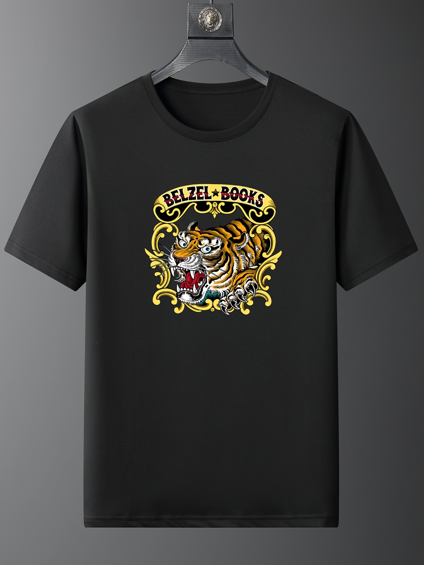 Men's Unisex T Shirt Tee Tiger Graphic Prints Crew Neck Black Yellow 3D  Print Outdoor Street Short Sleeve Print Clothing Apparel Sports Casual Big  And