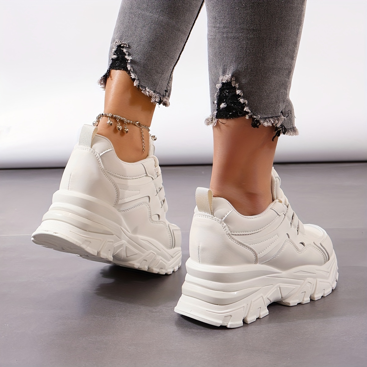 Womens Platform High Top Chunky Sneakers Inner Wedges Lace Up Fashion Sneakers Womens - Sports & Outdoors - Temu